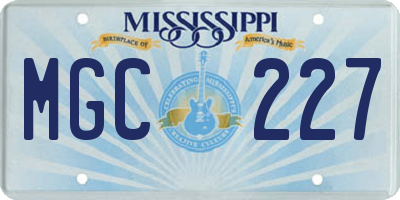 MS license plate MGC227