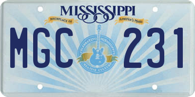 MS license plate MGC231