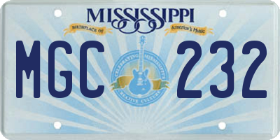 MS license plate MGC232