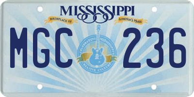 MS license plate MGC236