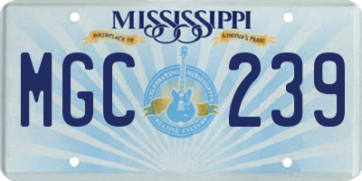 MS license plate MGC239