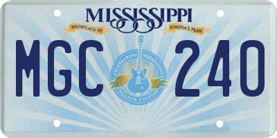 MS license plate MGC240
