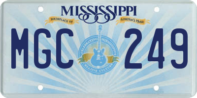 MS license plate MGC249