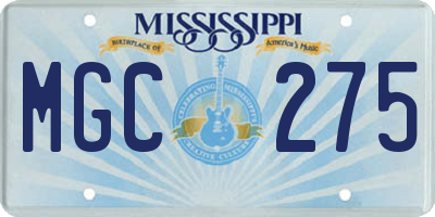 MS license plate MGC275