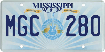 MS license plate MGC280