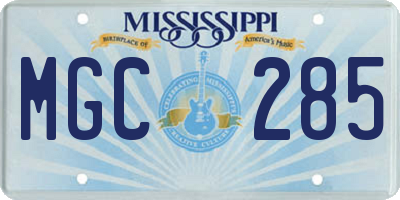 MS license plate MGC285