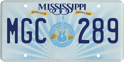 MS license plate MGC289
