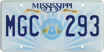 MS license plate MGC293