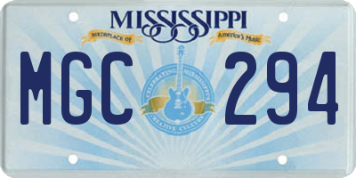MS license plate MGC294