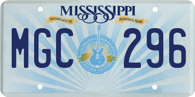 MS license plate MGC296