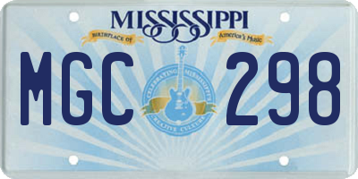 MS license plate MGC298