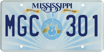 MS license plate MGC301