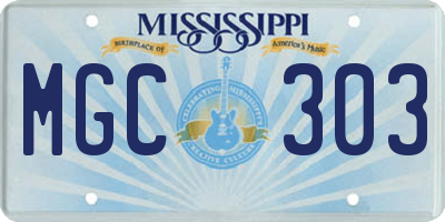 MS license plate MGC303