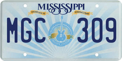 MS license plate MGC309