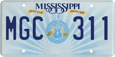 MS license plate MGC311