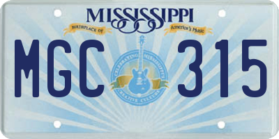 MS license plate MGC315