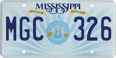 MS license plate MGC326