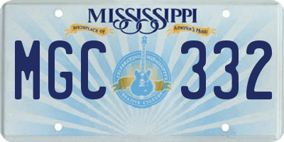 MS license plate MGC332