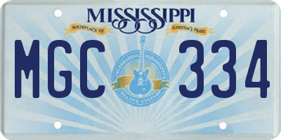 MS license plate MGC334