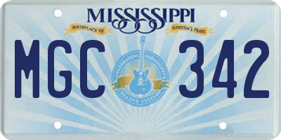 MS license plate MGC342