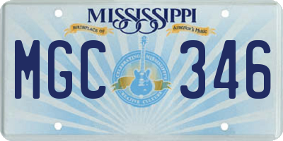 MS license plate MGC346