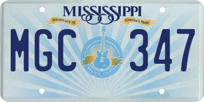 MS license plate MGC347