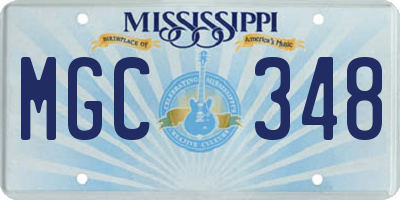 MS license plate MGC348