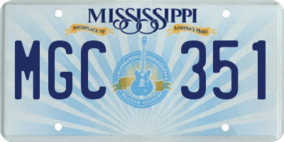 MS license plate MGC351