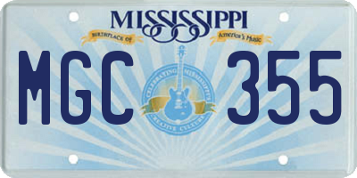 MS license plate MGC355