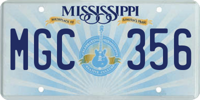 MS license plate MGC356