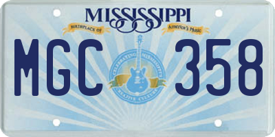 MS license plate MGC358