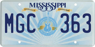 MS license plate MGC363