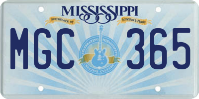 MS license plate MGC365