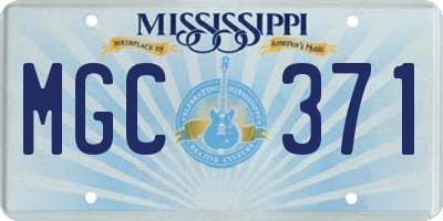 MS license plate MGC371