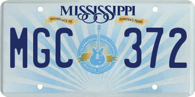 MS license plate MGC372