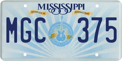 MS license plate MGC375