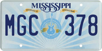 MS license plate MGC378