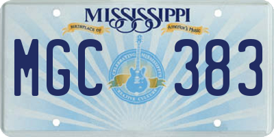 MS license plate MGC383