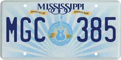 MS license plate MGC385