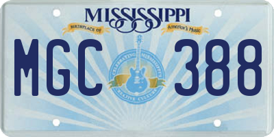 MS license plate MGC388