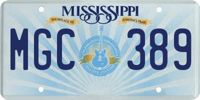 MS license plate MGC389