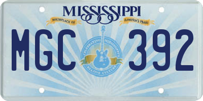 MS license plate MGC392