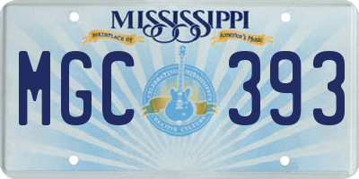 MS license plate MGC393