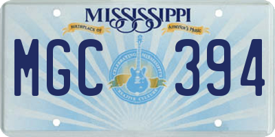 MS license plate MGC394