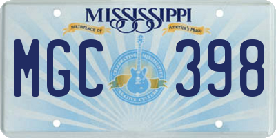 MS license plate MGC398