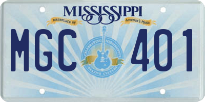 MS license plate MGC401