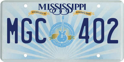 MS license plate MGC402