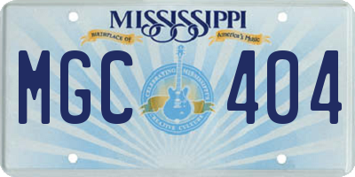 MS license plate MGC404