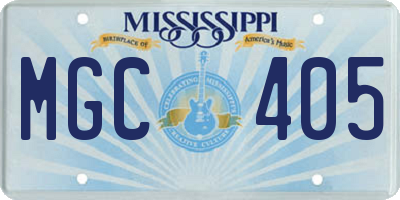 MS license plate MGC405