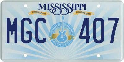 MS license plate MGC407